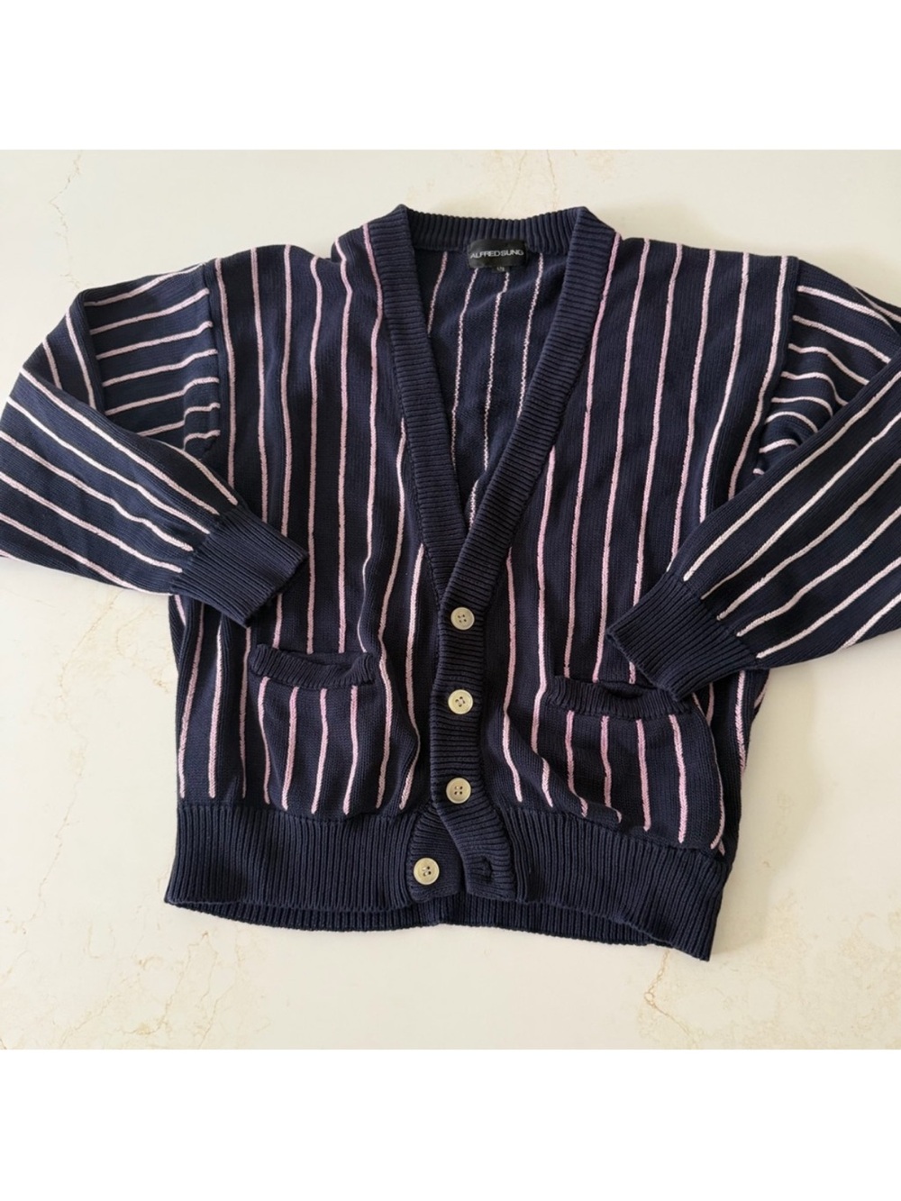 Alfred Sung chunky navy cardigan